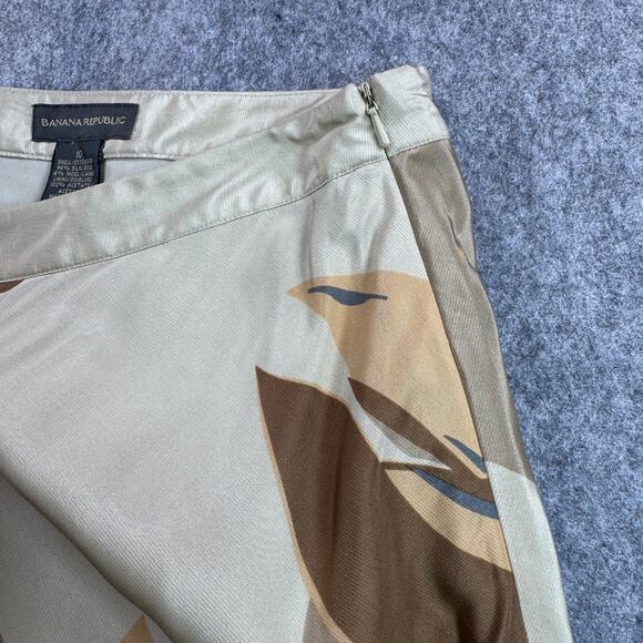 Banana Republic Women's 10 Silk Floral Tan A Line Skirt - Picture 5 of 6